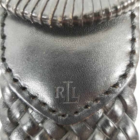 Lauren Ralph Lauren Woven Black Leather Belt Size M Medium - Picture 5 of 6